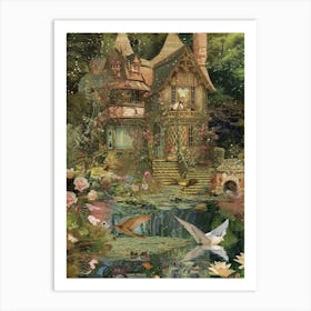 Fairytale Monet Pond Scrapbook Collage 8 Art Print