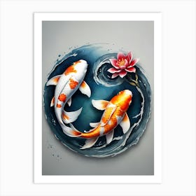 Koi Fish Yin Yang Painting (25) Art Print