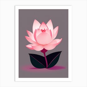 A Pink Lotus In Minimalist Style Vertical Composition 39 Art Print