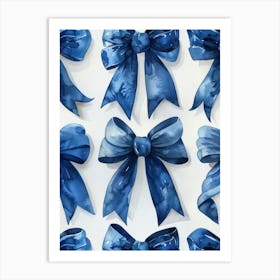 Blue Lace Bows 2 Pattern Art Print