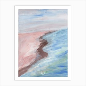 Shoreline - - hand painted impressionism vertical brush strokes nature landscape sea sky beach Art Print