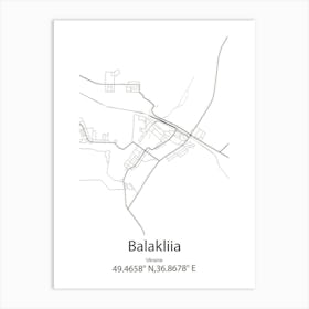 Balakliia,Ukraine Minimalist Map Art Print