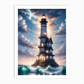 A Lighthouse In The Middle Of The Ocean 50 Art Print