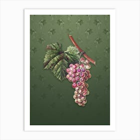 Vintage Grape Vine Botanical on Lunar Green Pattern n.1150 Art Print