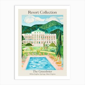 Poster Of The Greenbrier   White Sulphur Springs, West Virginia   Resort Collection Storybook Illustration 3 Art Print