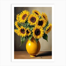 Sunflowers In A Yellow Vase 1 Art Print