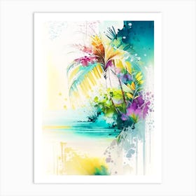 Fiji Beach Watercolour Pastel Tropical Destination Art Print