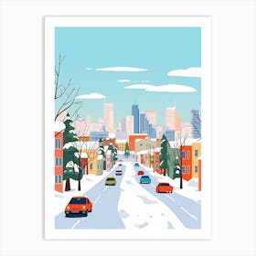 Retro Winter Illustration Chicago United States Art Print