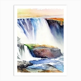 Dettifoss, Iceland Water Colour  (1) Art Print