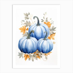 Australian Blue Pumpkin Watercolour Illustration 4 Art Print