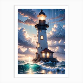 A Lighthouse In The Middle Of The Ocean 30 Art Print