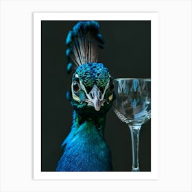 Peacock With Wine Glass Art Print