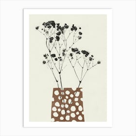 Gypsophila In A Brown Vase Art Print