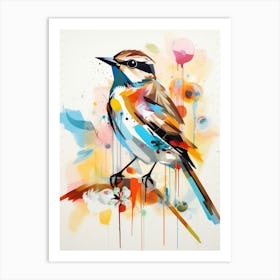 Bird Painting Collage Lark 3 Art Print