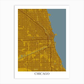 Chicago Illinois Yellow Blue Art Print