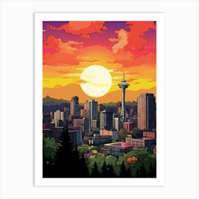 Bellevue Washington Pixel Art 7 Art Print