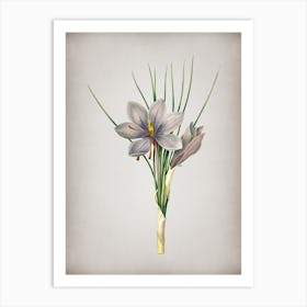 Vintage Autumn Crocus Botanical on Parchment n.0458 Art Print