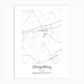 Dingolfing,Germany Minimalist Map Affiche