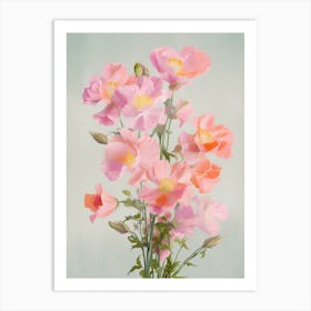 Snapdragons Flowers Acrylic Painting In Pastel Colours 1 Art Print