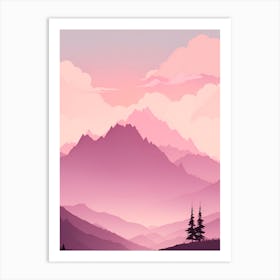 Misty Mountains Vertical Background In Pink Tone 14 Art Print