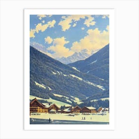 Gstaad, Switzerland Ski Resort Vintage Landscape 1 Skiing Poster Art Print