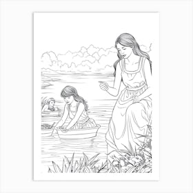 Line Art Inspired By The Large Bathers 4 Art Print