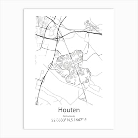 Houten,Netherlands Minimalist Map Art Print