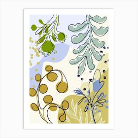 Abstract Flowers And Leaves Art Print