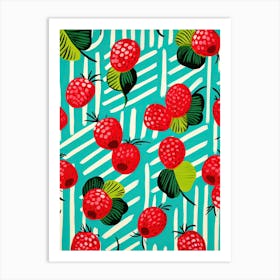 Raspberries Fruit Summer Illustration 2 Art Print