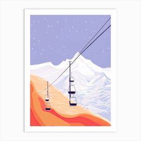 Verbier   Switzerland, Ski Resort Pastel Colours Illustration 0 Art Print