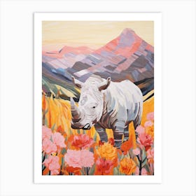 Rhino With Flowers & Plants 6 Art Print