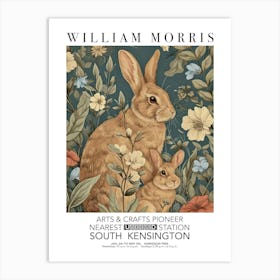 William Morris Print Rabbit Bunny Portrait Valentines Mothers Day Gift Art Print