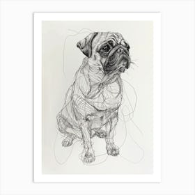 Pug Dog Line Sketch 2 Art Print