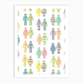 One Love on White - Pastel Rainbow Couples in Love Pride Art Print