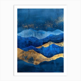 Blue And Gold Mountains 5 Art Print