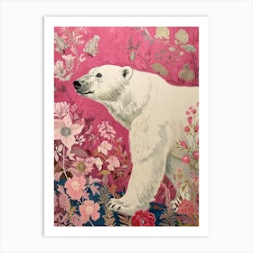 Floral Animal Painting Polar Bear 2 Art Print