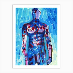 Blueman - painting male nude homoerotic gay art man explicit full frontal nude blue man figure vertical bedroom Art Print