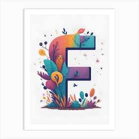 Colorful Letter F Illustration 4 Art Print