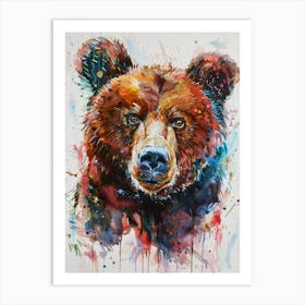 Brown Bear Colourful Watercolour 4 Art Print
