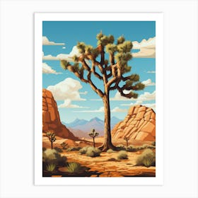  Retro Illustration Of A Joshua Tree In Rocky Mountain 4 Art Print