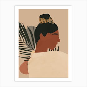 Illustration Of A Woman With A Bun Art Print