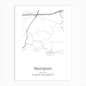 Neerijnen,Netherlands Minimalist Map Art Print