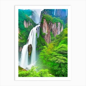 Huangshan Waterfall, China Majestic, Beautiful & Classic (1) Art Print