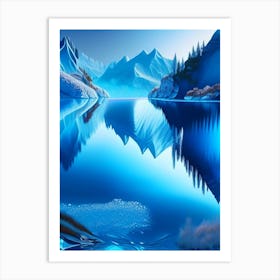 Crystal Clear Blue Lake, Landscapes, Waterscape Holographic 1 Art Print