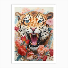 Tiger With Flowers 3 Art Print