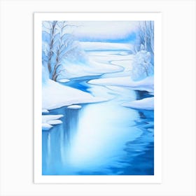 Frozen River Waterscape Marble Acrylic Painting 2 Art Print