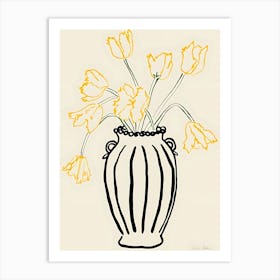 Yellow Tulips In A Vase Art Print