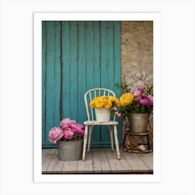 Flowers On The Porch Art Print