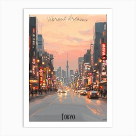 Tokyo, minimalist soft tones palette, watercolor poster Art Print