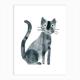 Black Watercolor Cat Art Print